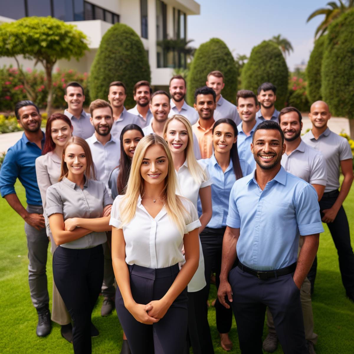 A photo of happy employees.